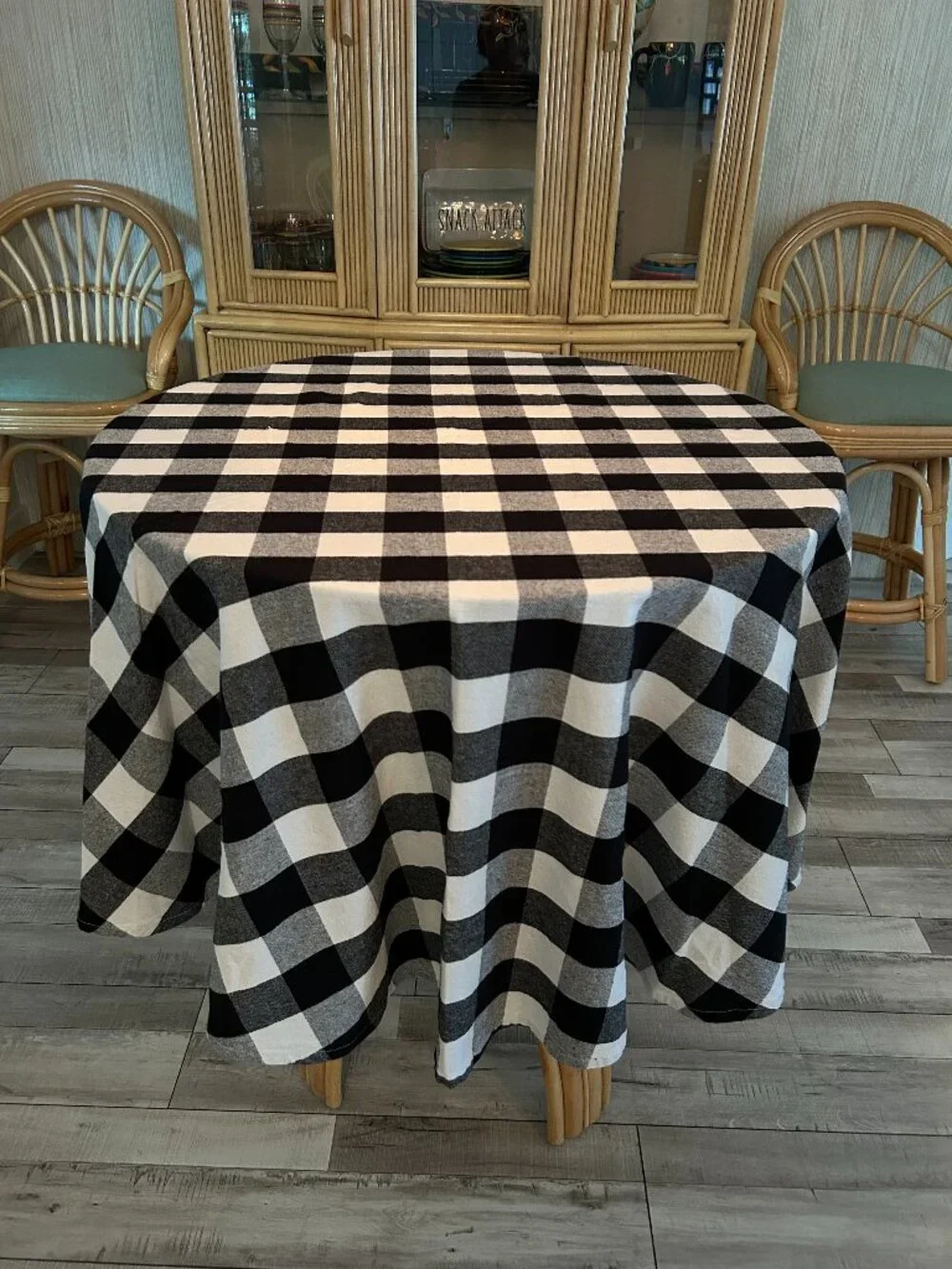 DII Black & White Check Tablecloth 66
